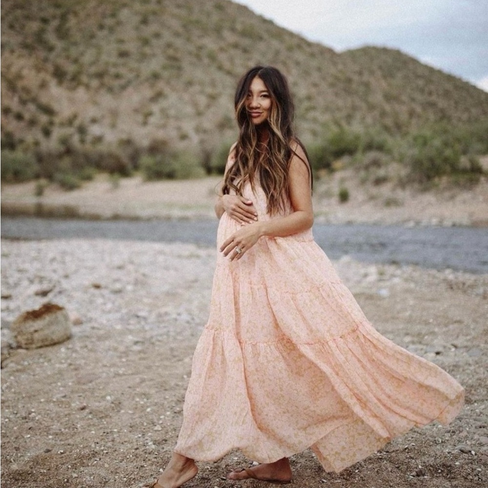 Hatch The Anaelle Midi Dress Apricot Pink Maternity 2 Maternity Medium 8 10
